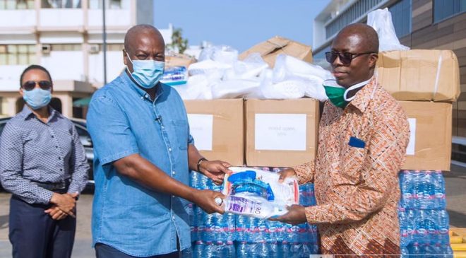 John Mahama donates PPE to Ridge Hospital health workers