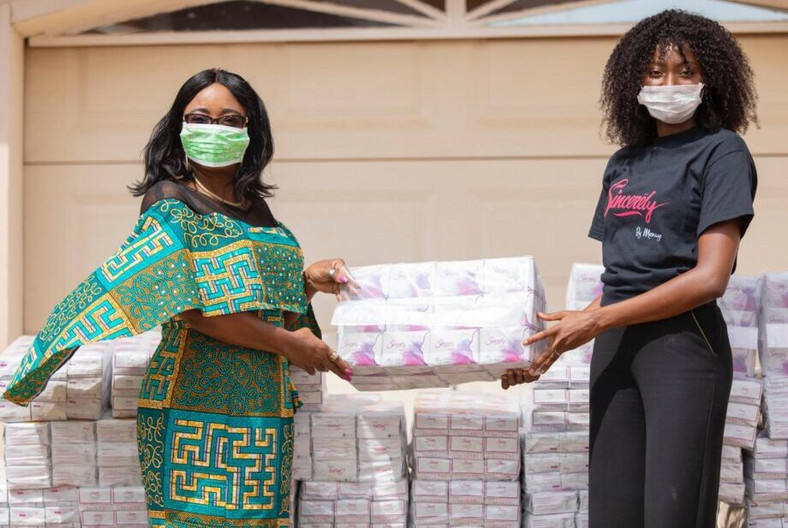 Menaye Donkor donates 2000 sanitary pads to women to cope with COVID-19 lockdown