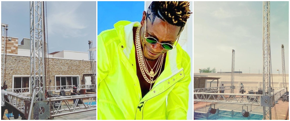Shatta Wale’s Pool side stage ready for ‘Faith Concert’ tagged ‘The first ever private home concert’ (+Video)
