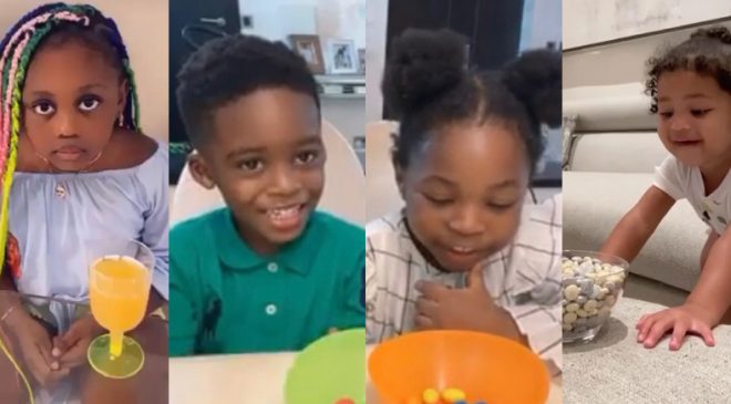 ‘Don’t Eat It’ Challenge featuring kids of Davido, Tiwa Savage, Kylie and more (WATCH)