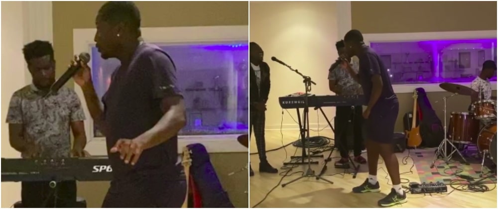 Stonebwoy and others enjoy Asamoah Gyan Perform Popular Lovers Song with his Live Band (+Video)