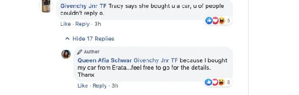 I bought it myself from Erata Motors – Afia Schwar reacts to Tracey Boakye’s claim she bought her a 2019 Toyota RAV4