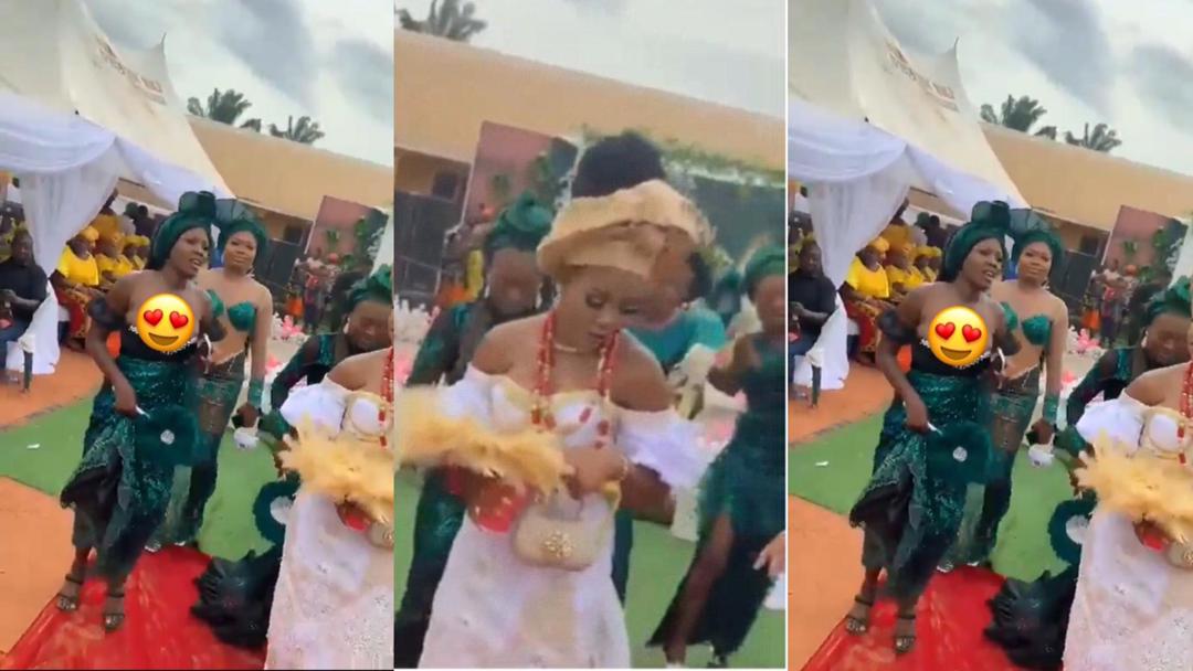 Bridesmaid steals shine of bride at her wedding with her huge b00bs which attract guests to spray money on her [Video]