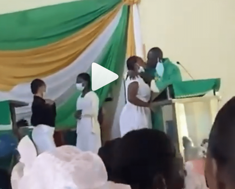St Monica’s College: Reverend Father is seen giving “holy kiss” to female students during service [+Video]