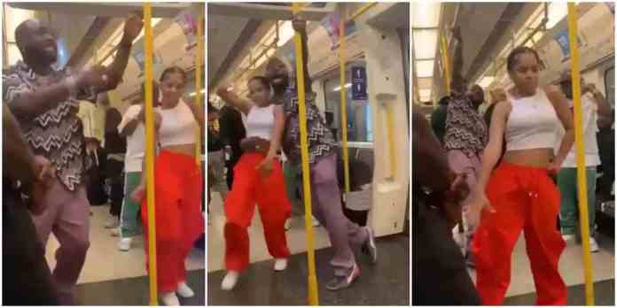 Video of Davido dancing with an unknown lady in a moving train goes viral [Watch]
